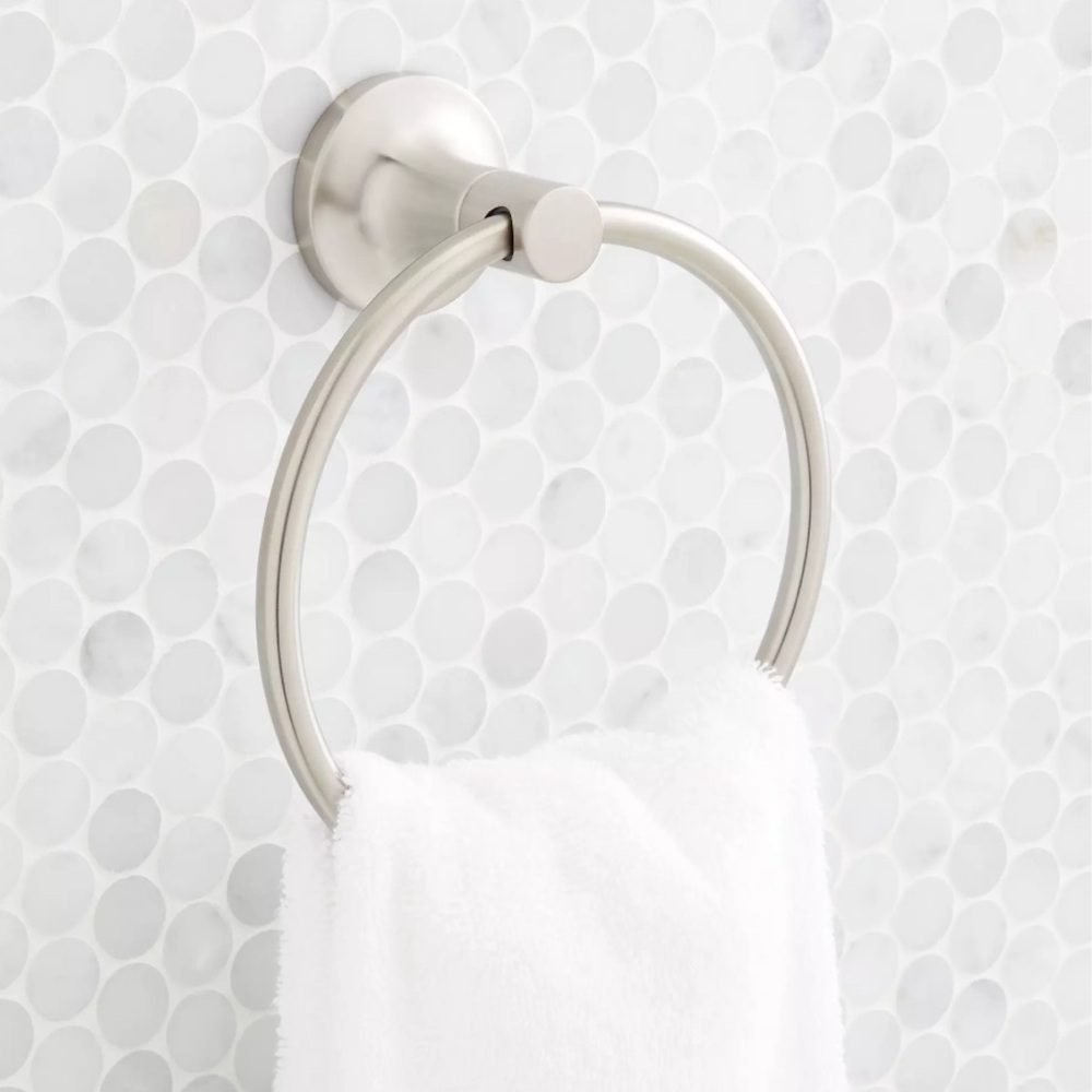 Signature Hardware Lentz Towel Ring Brushed Nickel